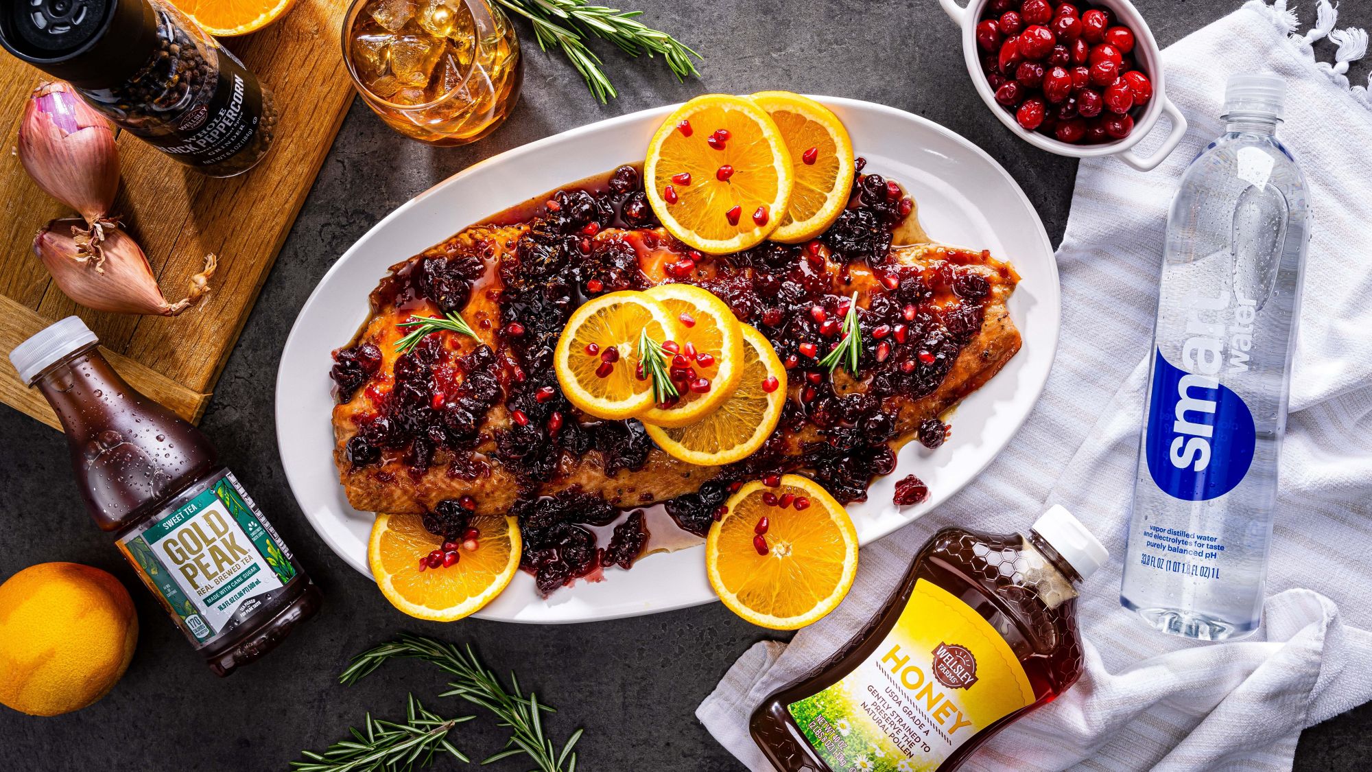 Cranberry-Pomegranate Glazed Salmon